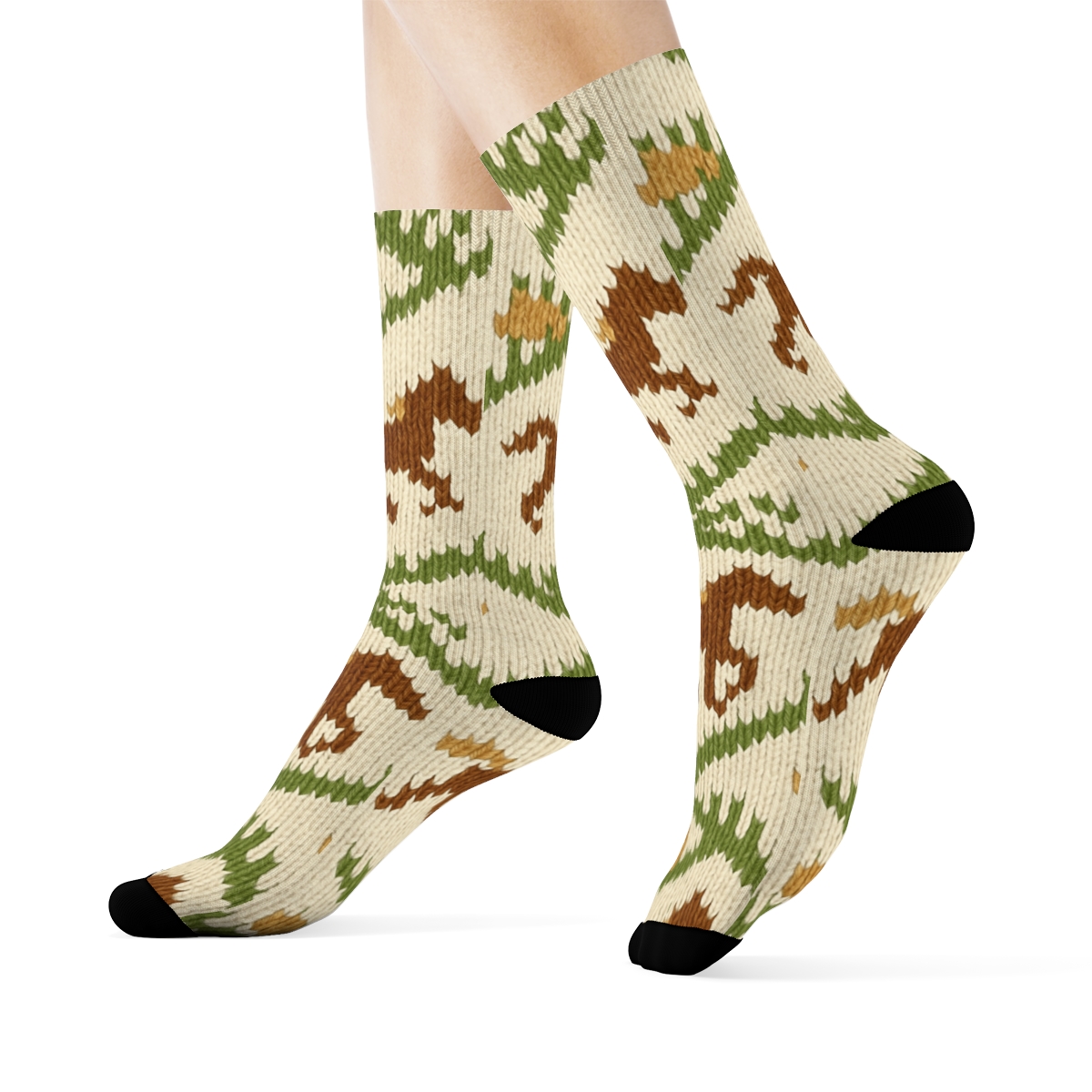 Pasture Green Foal Quilt Horse custom crew socks