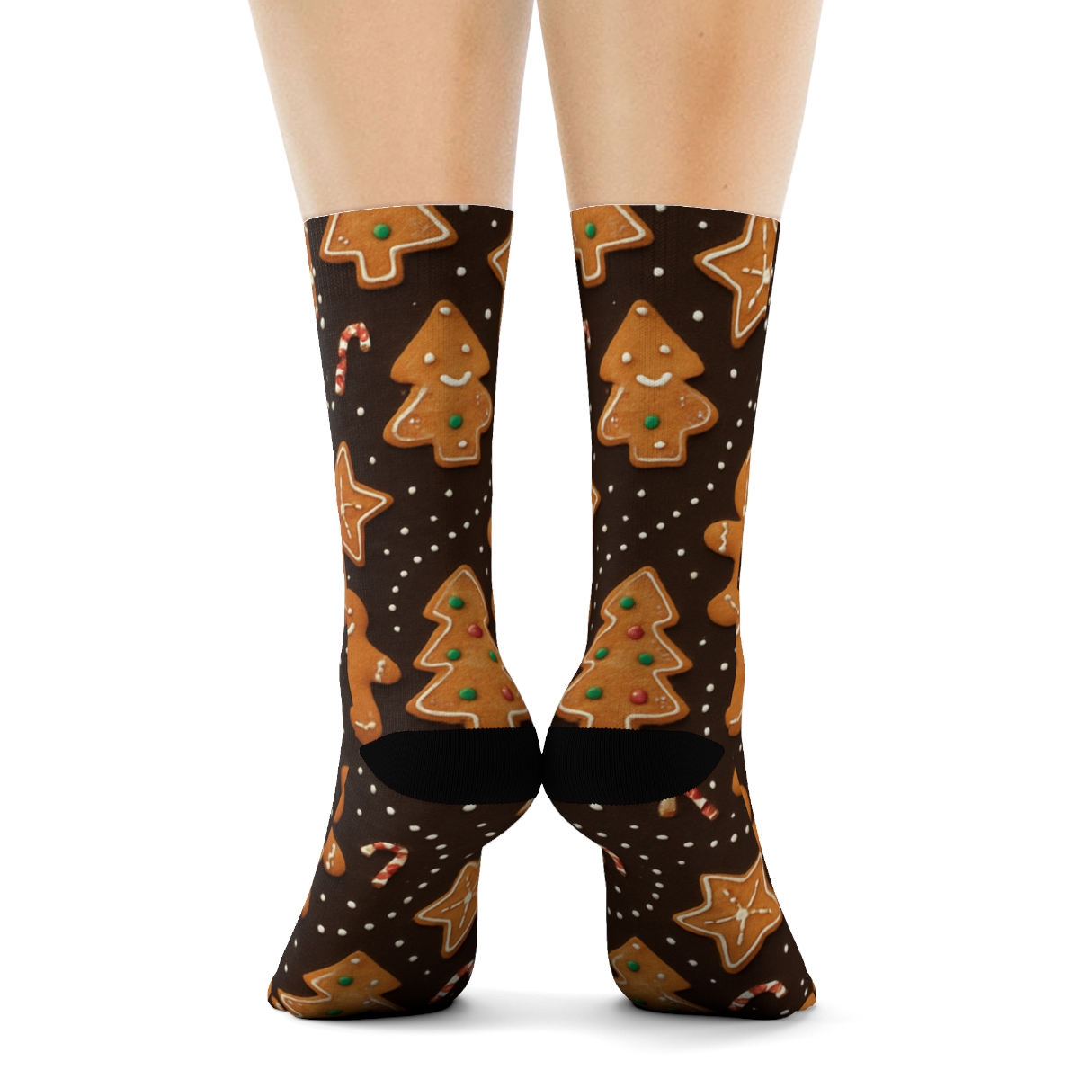 Gingerbread Galaxy Xmas Swirl unique graphic crew socks