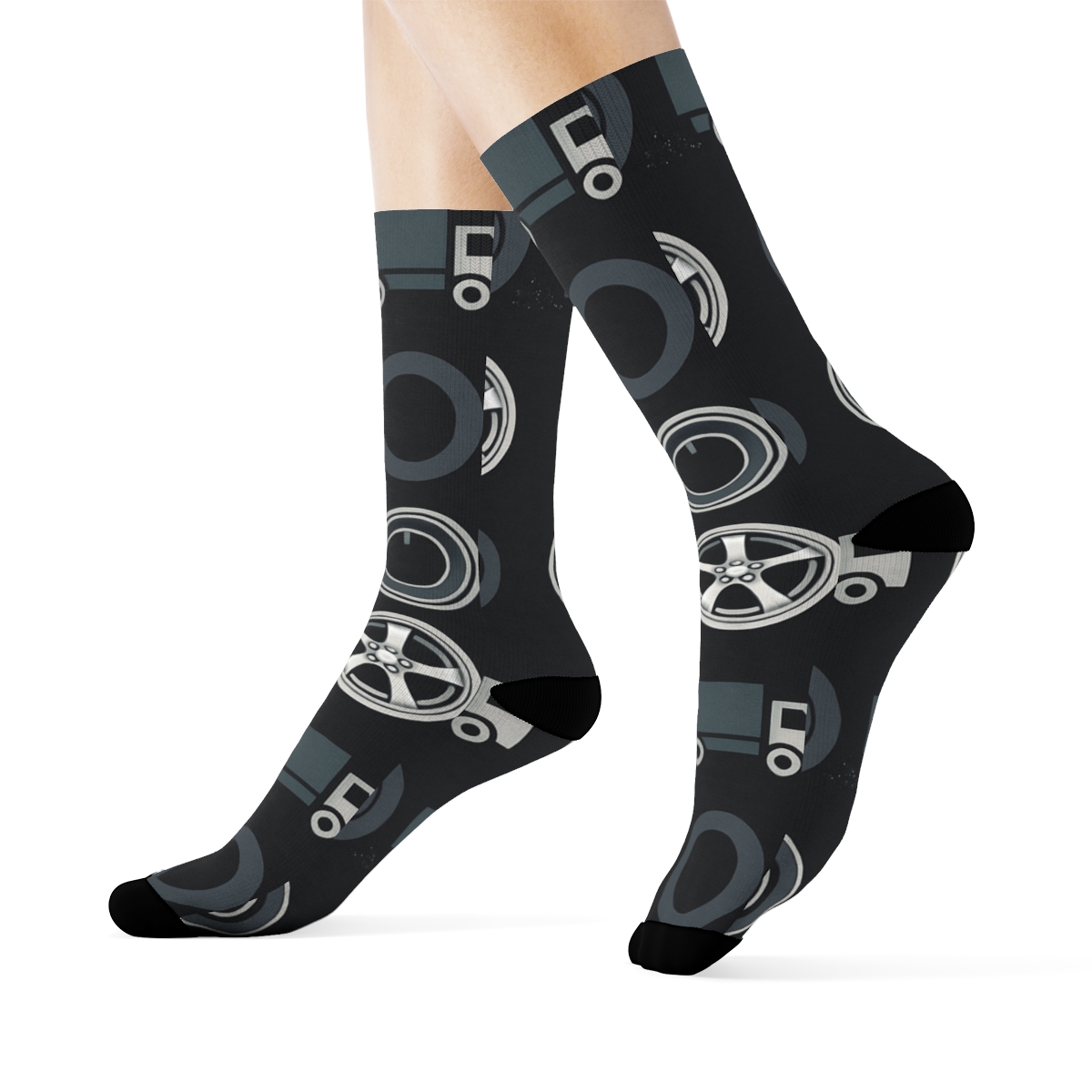 Chrome Rhythm Repeat Pattern Truck Driver Edition trendy patterned crew socks