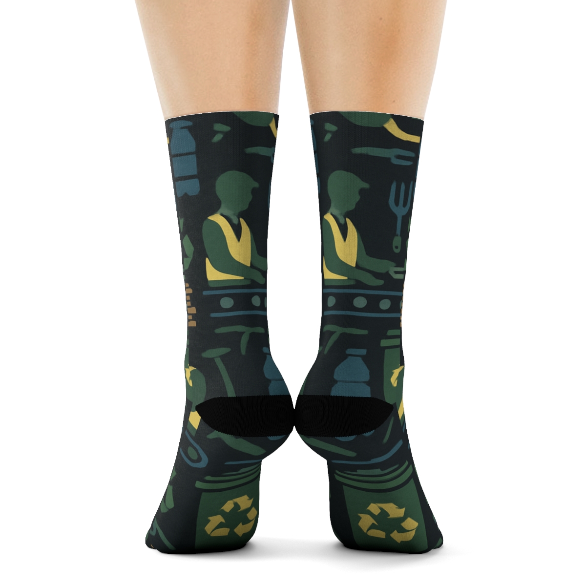 Industrial Collage Shift Rhythm Recycling Plant Worker Pattern unique graphic crew socksIndustrial Collage Shift Rhythm Recycling plant worker Pattern Crew Socks - Image 4