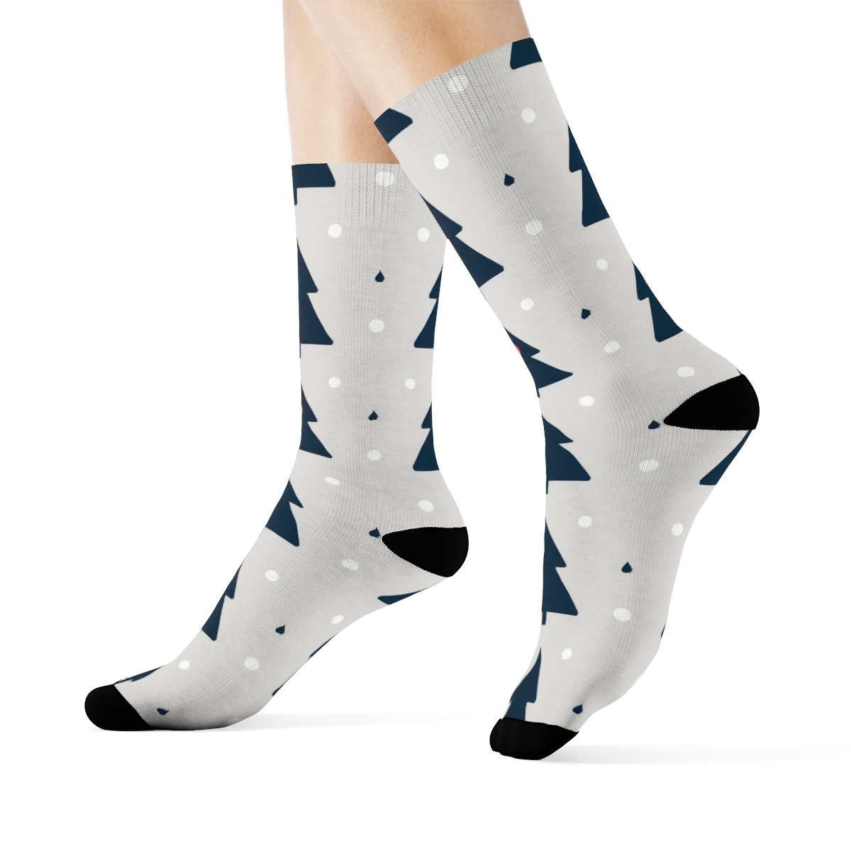 Minimal Trees With Christmas Dot Rhythm custom crew socks
