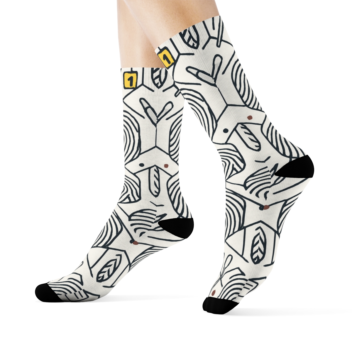 Fingerprint Lattice With Crime Scene Investigator Details designer printed crew socks