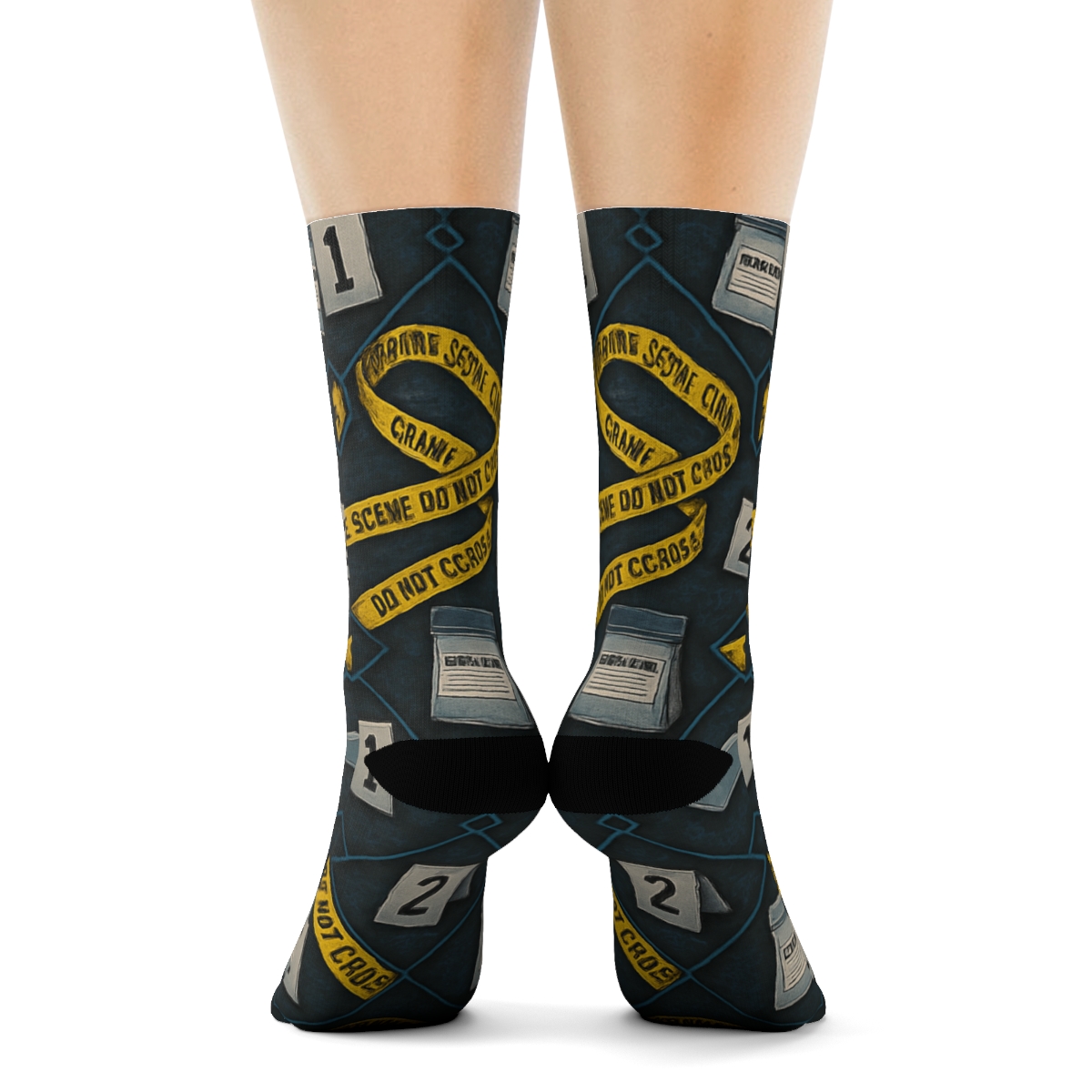 Evidence Collage Tiles With Forensic Scientist Details personalized crew socks