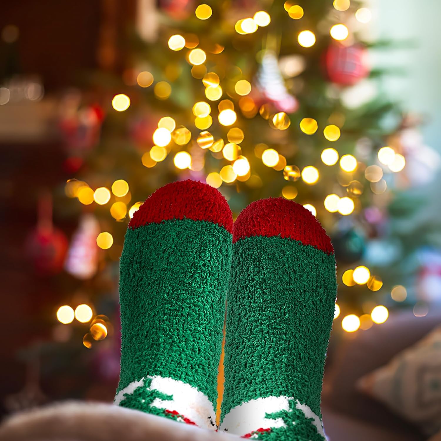 6 Pair Set Christmas Fuzzy Socks For Women