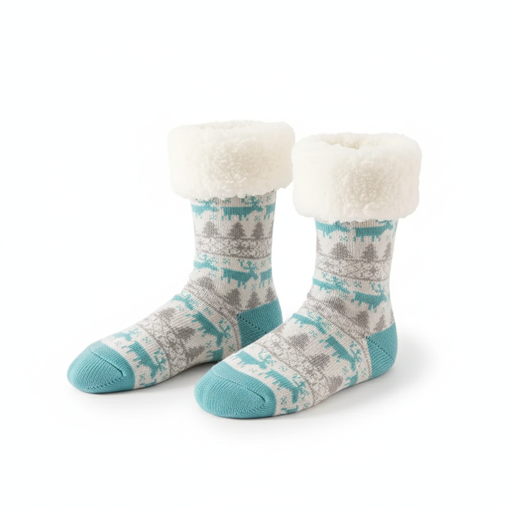 Soft Plush Fleece Lined Christmas Socks For Women