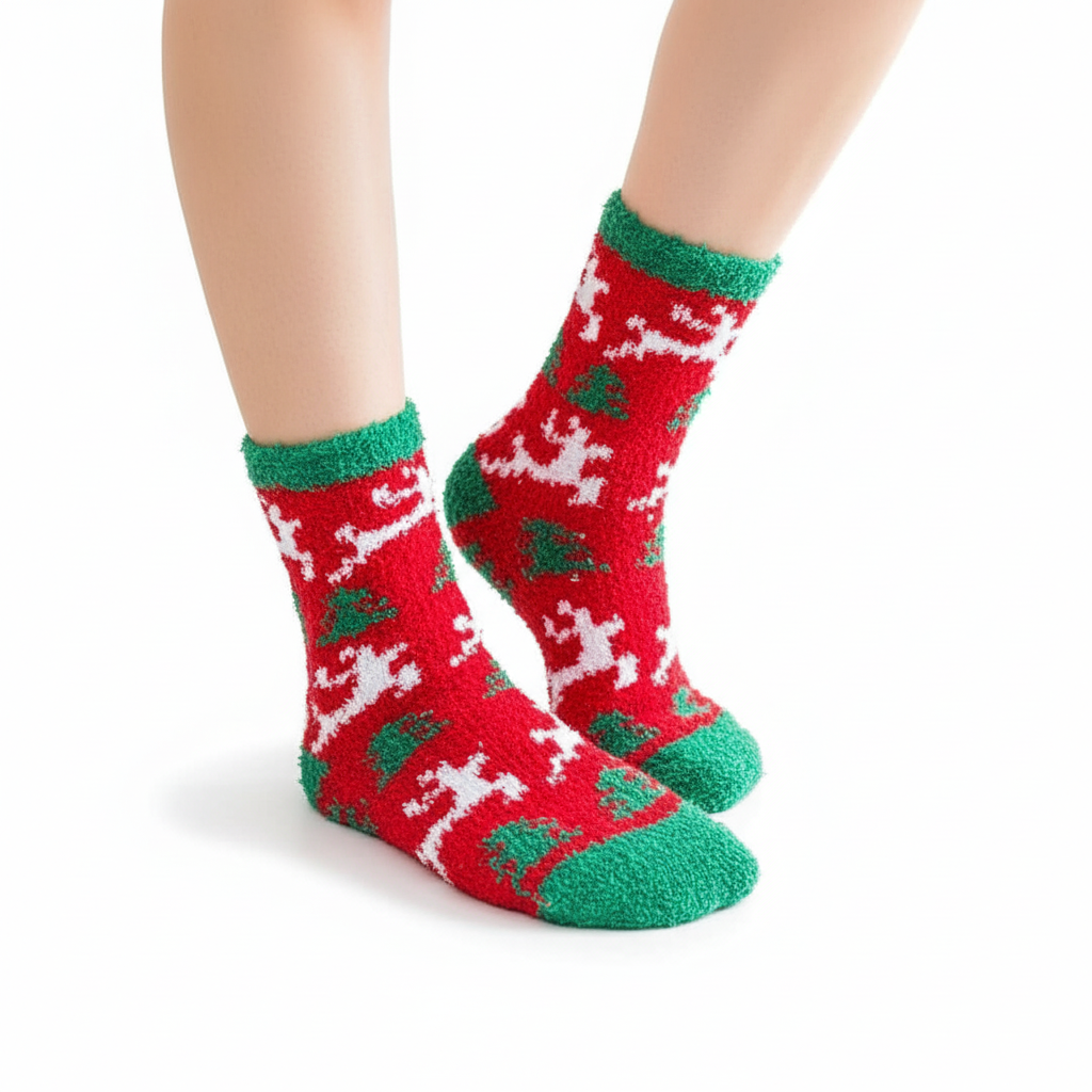 12 Pairs Christmas Fuzzy Socks