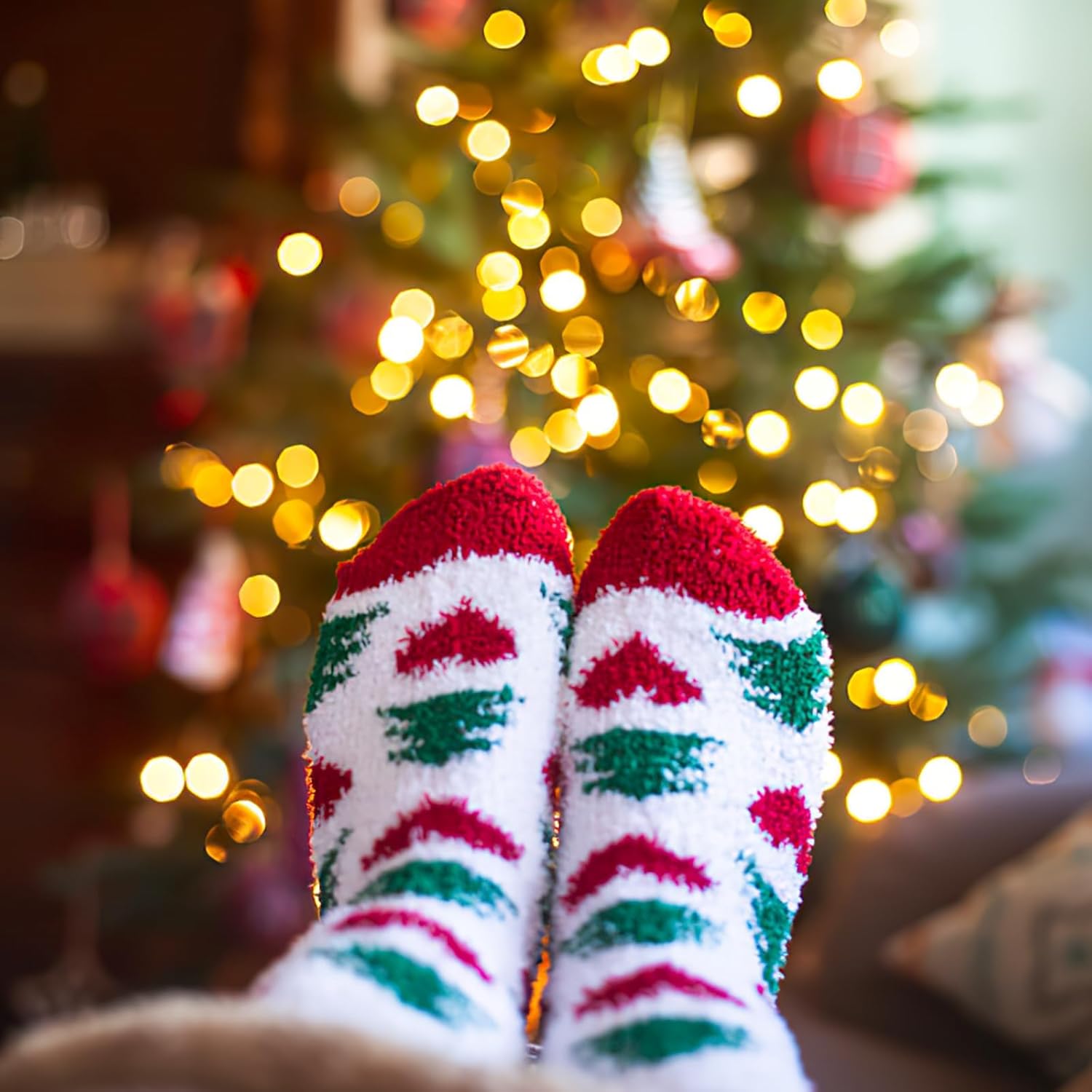 6 Pair Set Christmas Fuzzy Socks For Women