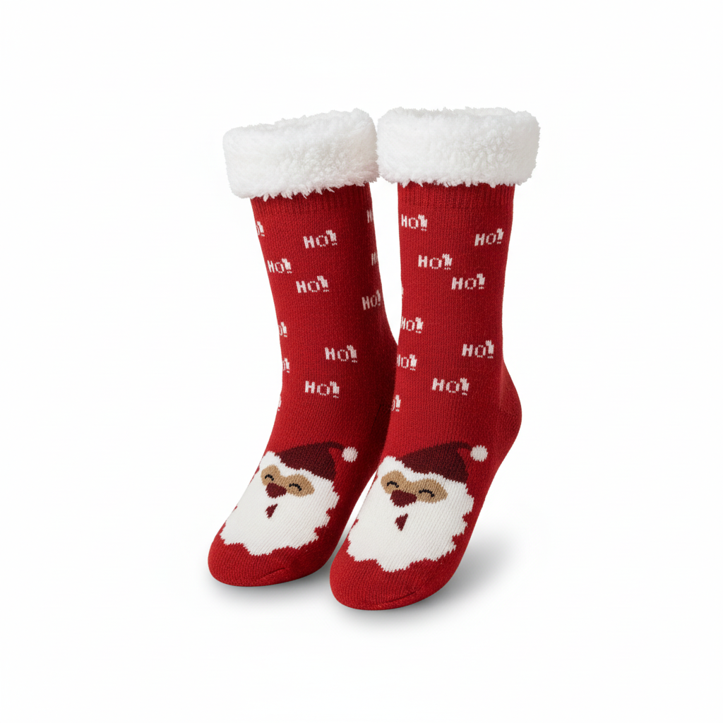 Soft Plush Fleece Lined Christmas Socks For Women