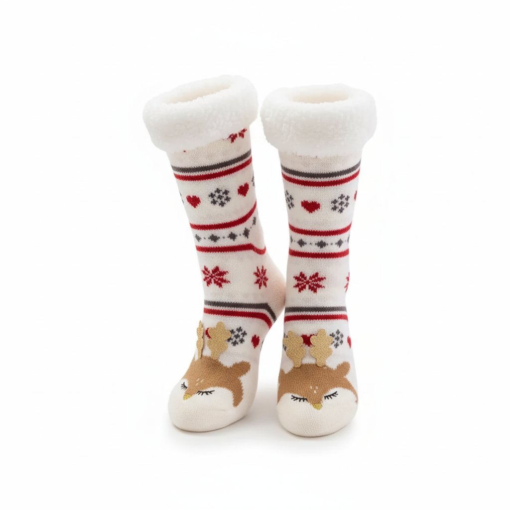 Soft Plush Fleece Lined Christmas Socks For Women