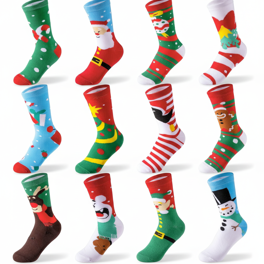 12 Pair Christmas Holiday Sock Collection