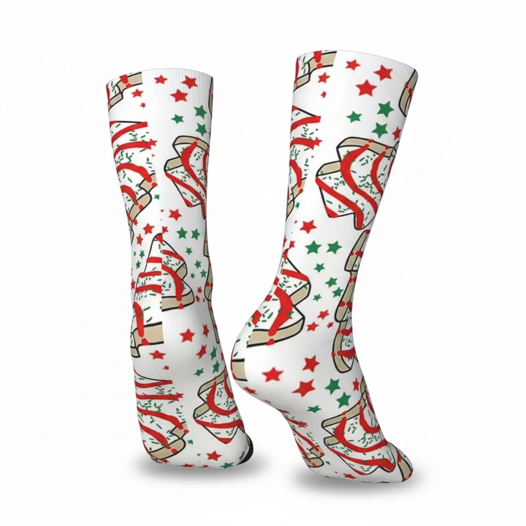 Christmas Tree Printed Crew Socks For Men