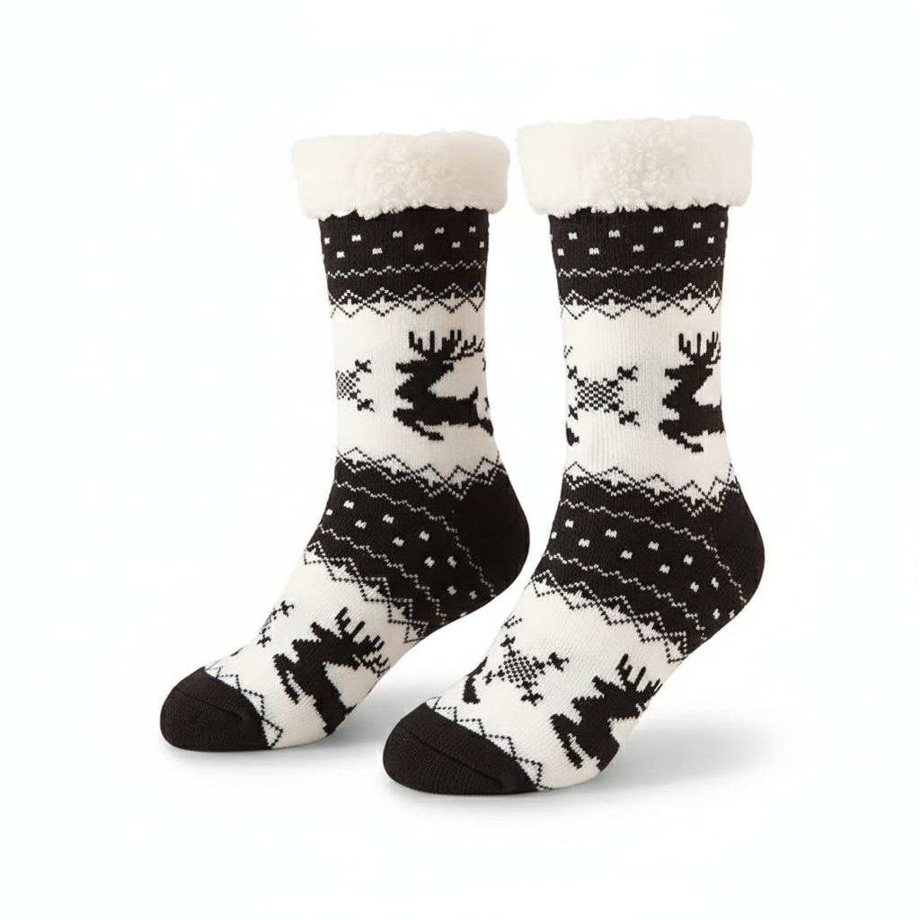 Soft Plush Fleece Lined Christmas Socks For Women
