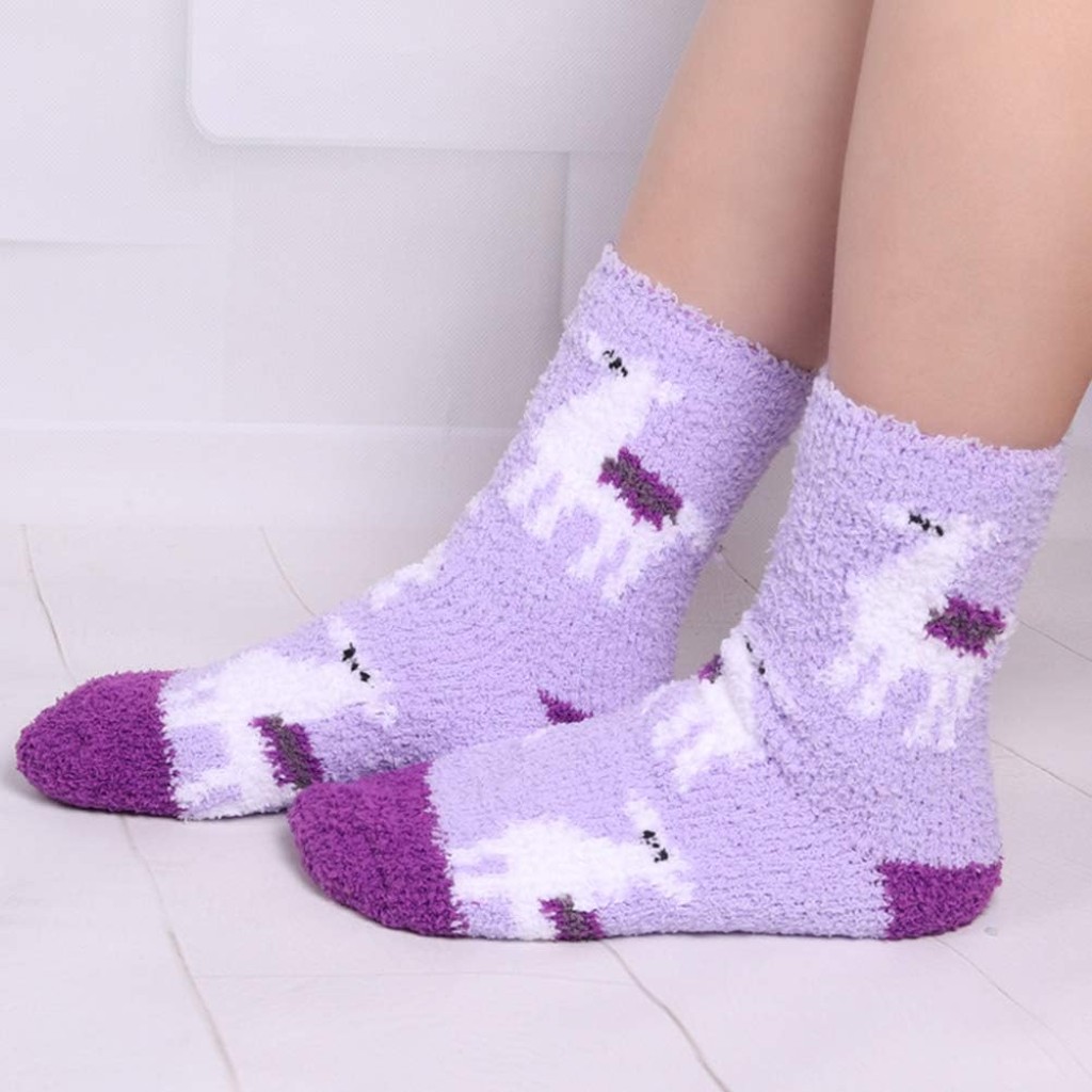 Colorful Warm Fuzzy Crew Slipper Socks