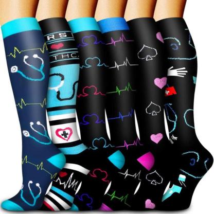 6 Pairs Copper Infused Compression Socks – Relief Travel and Work