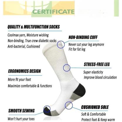 3 Pack Crew Cushioned Diabetic Socks - Comfort Fit