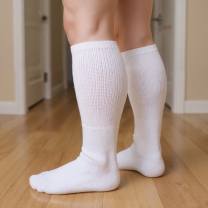 Four Pack Extra Wide Non Slip Socks