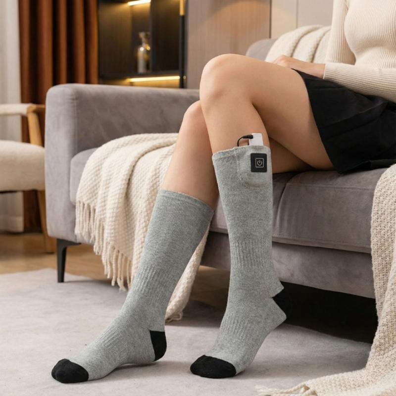 USB Rechargeable Electric Heating Socks With Three Temperature Adjustment