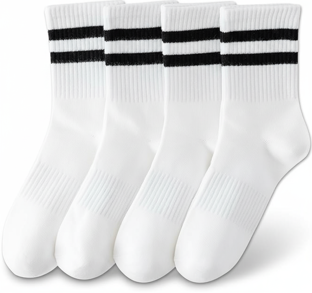 4 Pairs Of Women Striped Cotton Socks