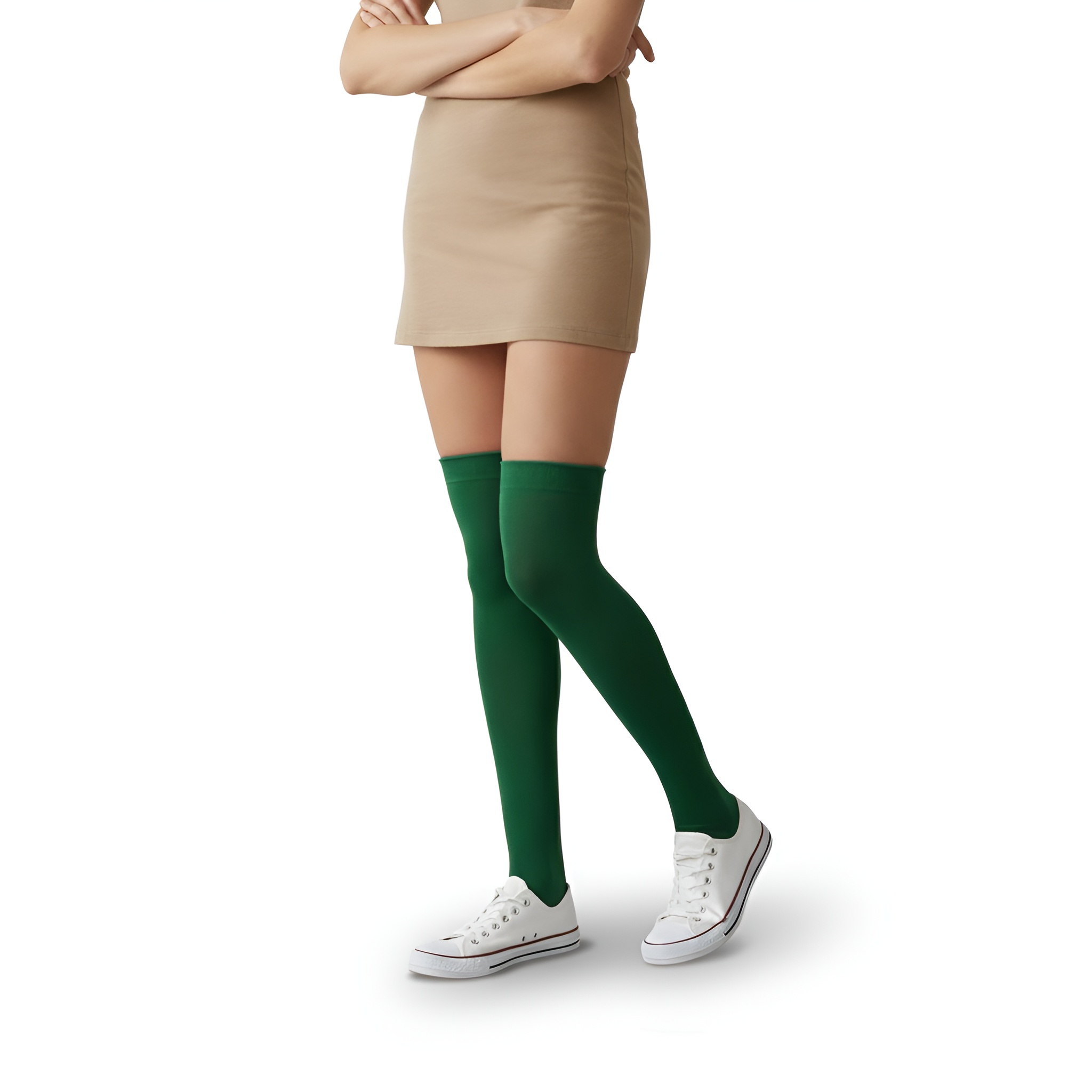 Solid Color Christmas High Socks For Women