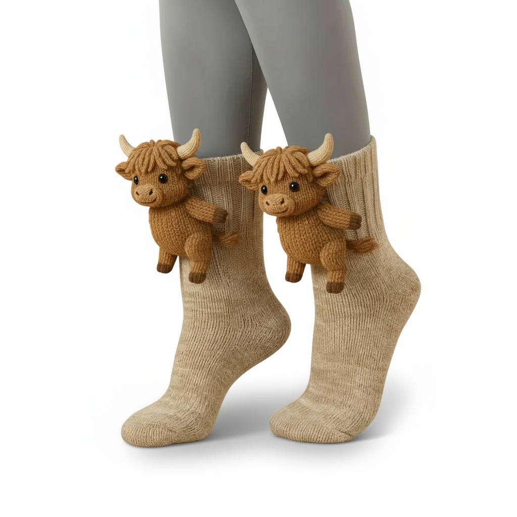Knitted Animal Character Socks With Fun Cozy Designs