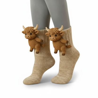 Knitted Animal Character Socks With Fun Cozy Designs