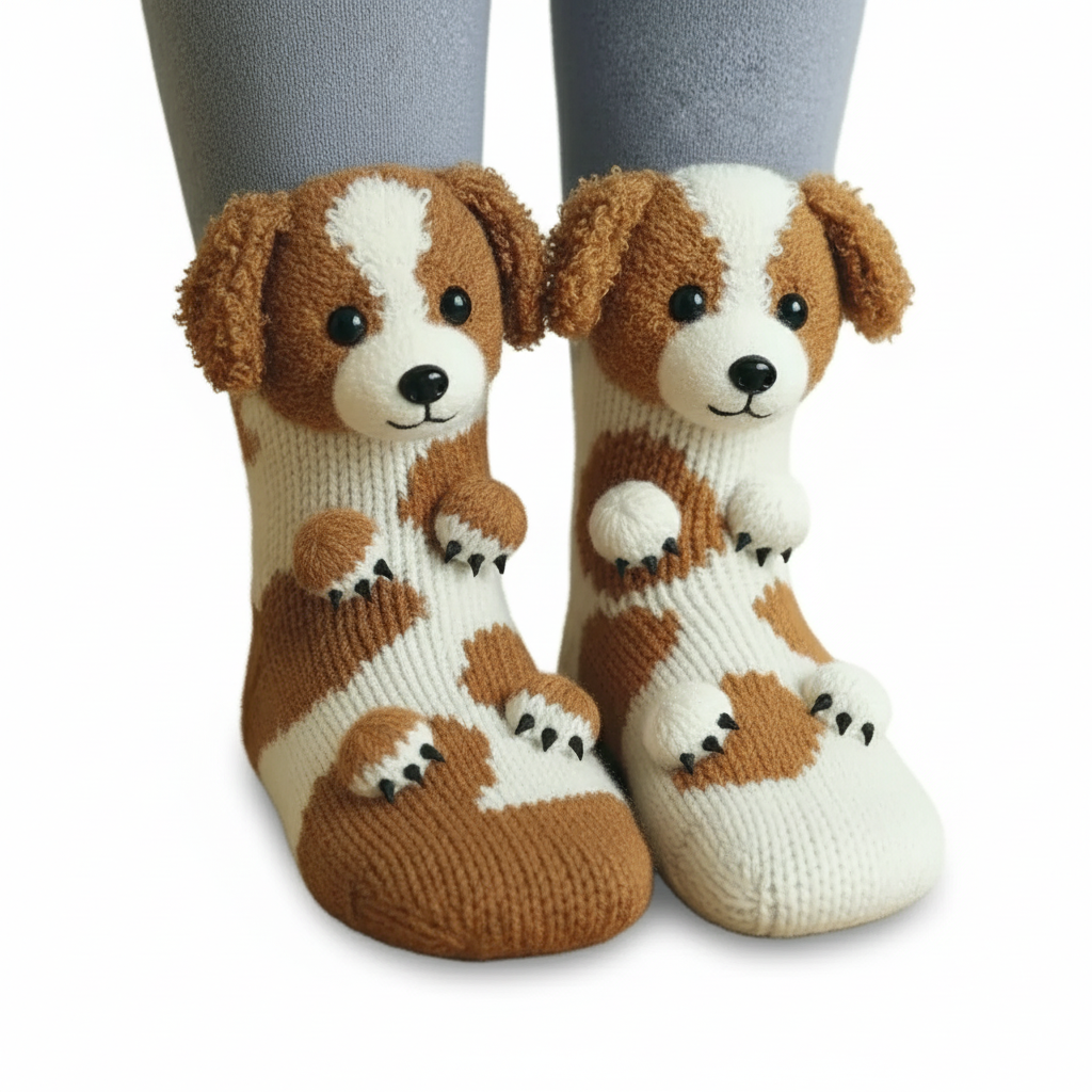Knitted Animal Character Socks With Fun Cozy Designs