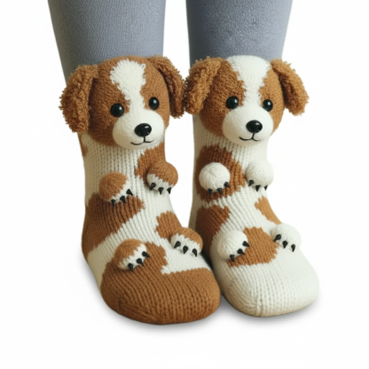 Knitted Animal Character Socks With Fun Cozy Designs