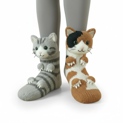 Knitted Animal Character Socks With Fun Cozy Designs