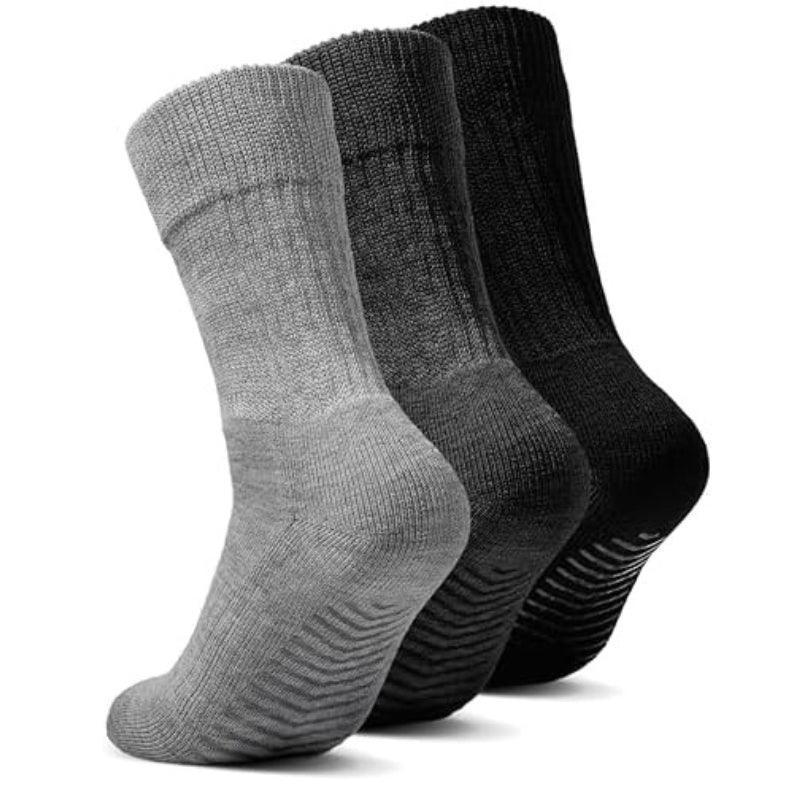 3 Pairs Non Binding Diabetic Socks – Comfort with Gripper Soles