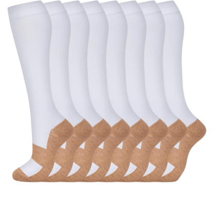 8 Pair High Length Compression Socks - Support and Comfort