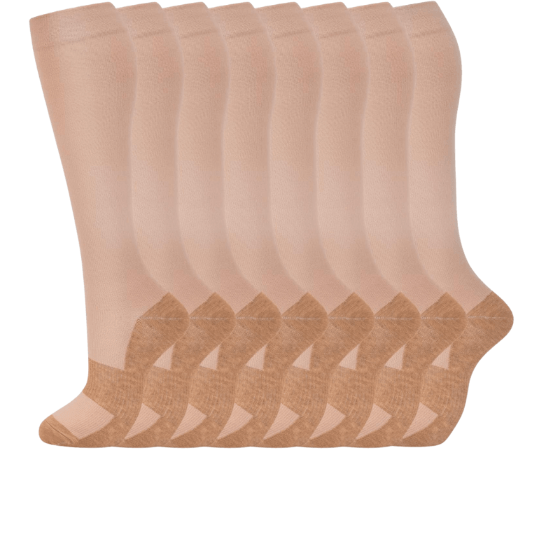 8 Pair High Length Compression Socks - Support and Comfort