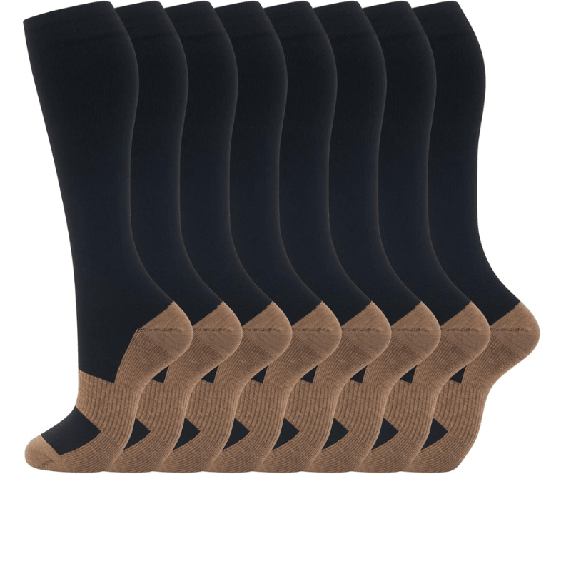 8 Pair High Length Compression Socks - Support and Comfort