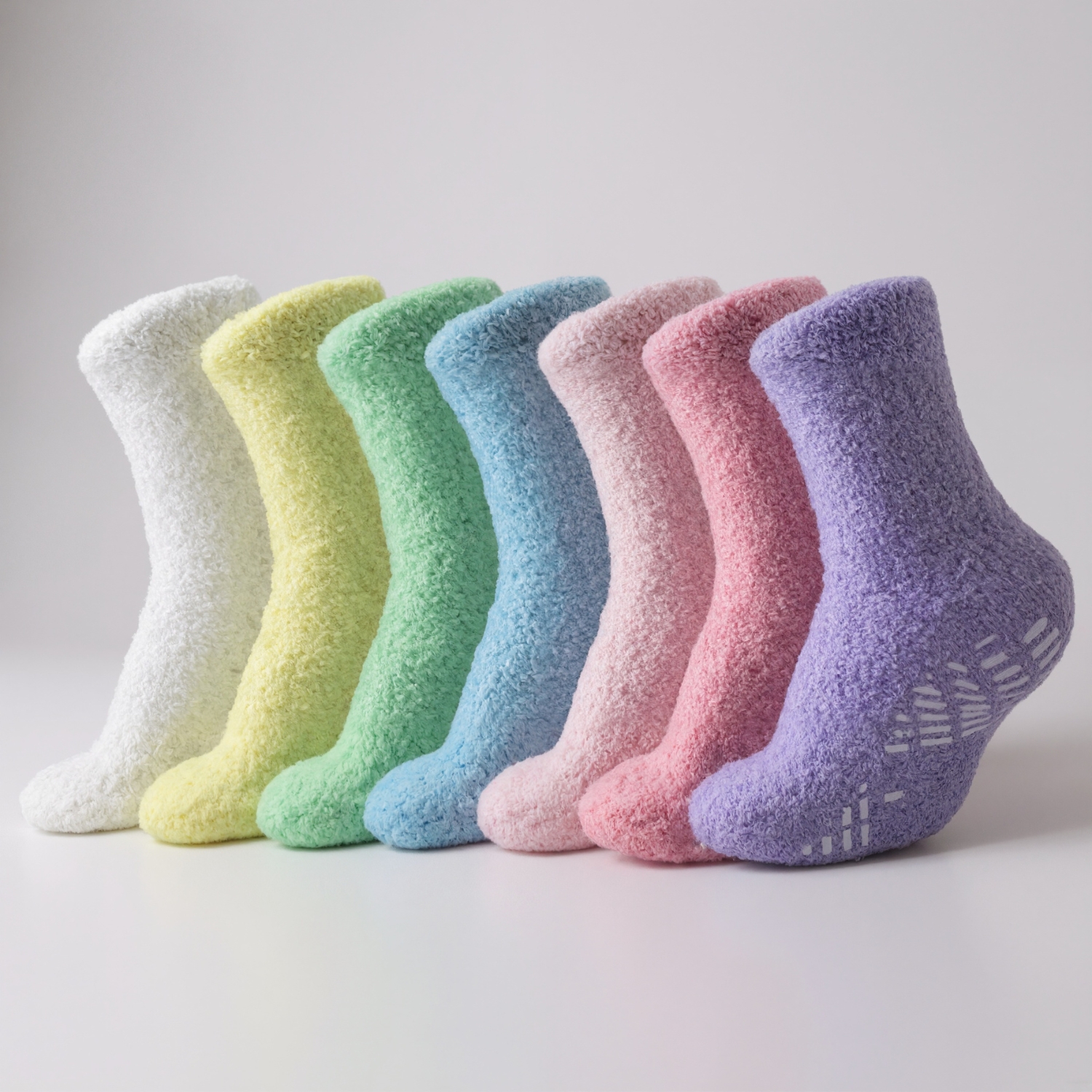 Seven Pack Cozy Non Slip Diabetic Socks