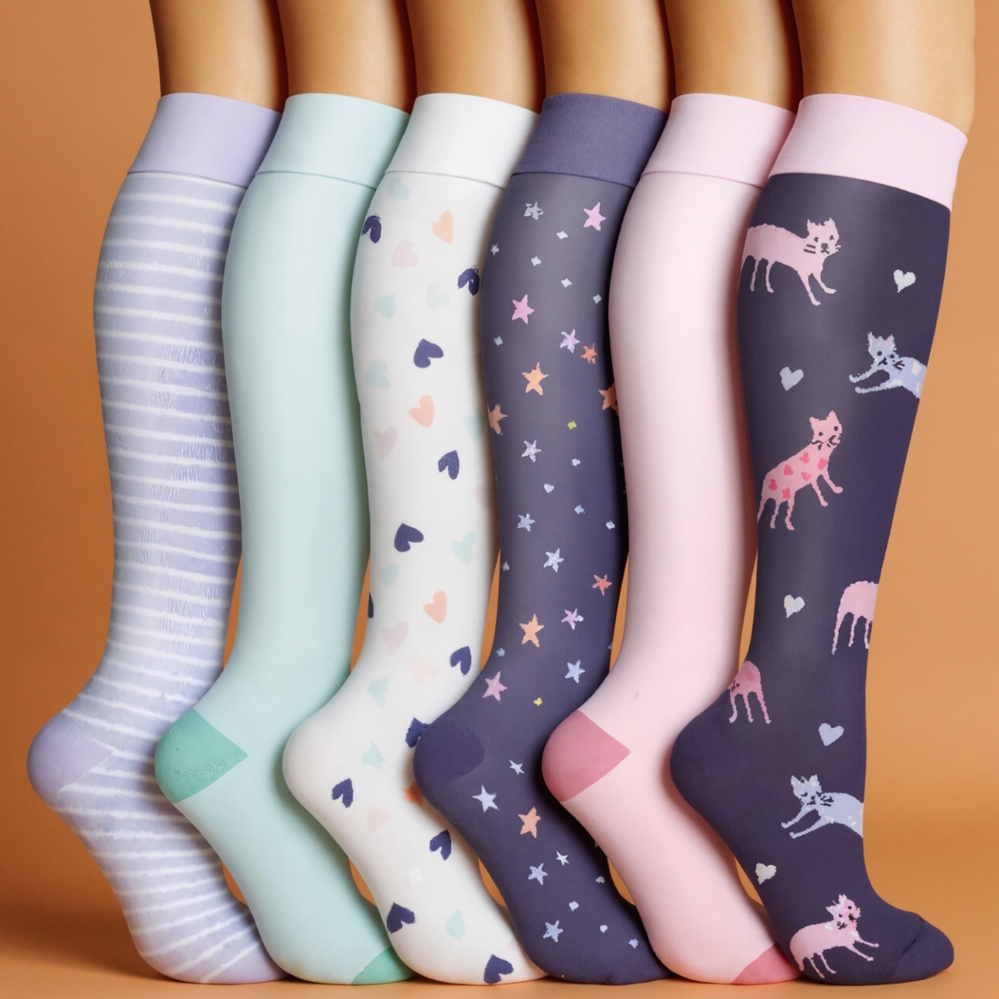 Six Pack Copper Compression Circulation Support Socks