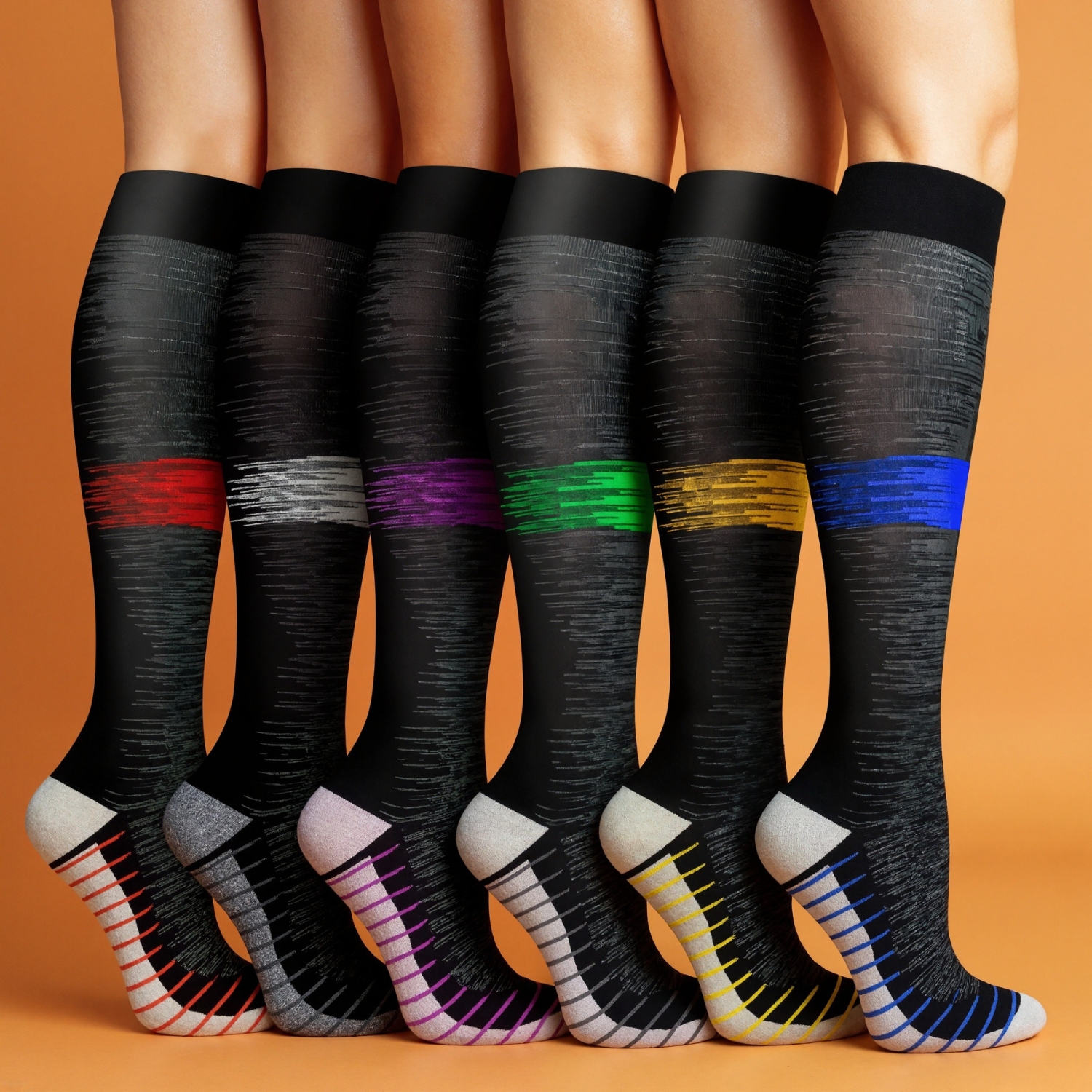 Six Pack Copper Compression Circulation Support Socks