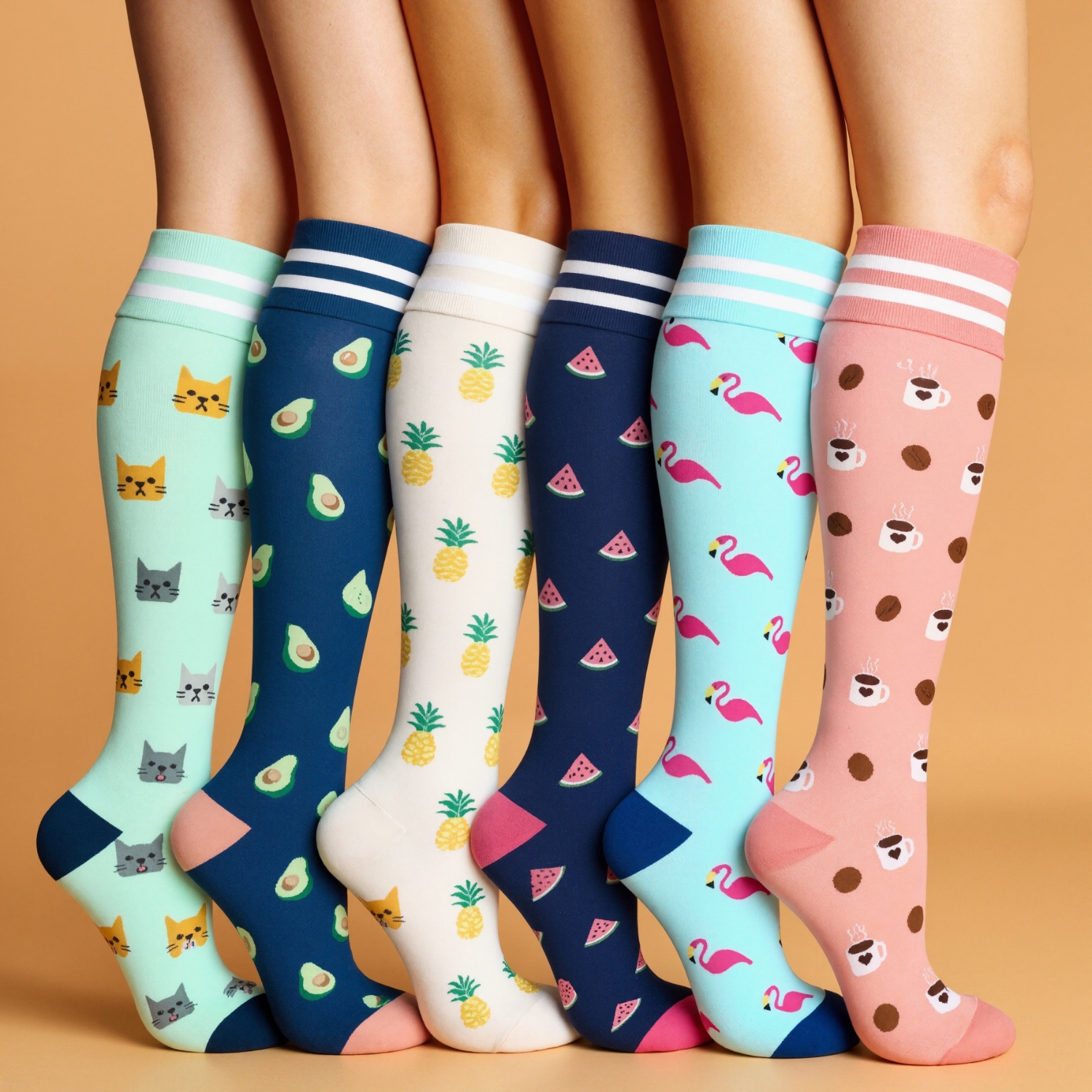 Six Pack Copper Compression Circulation Support Socks