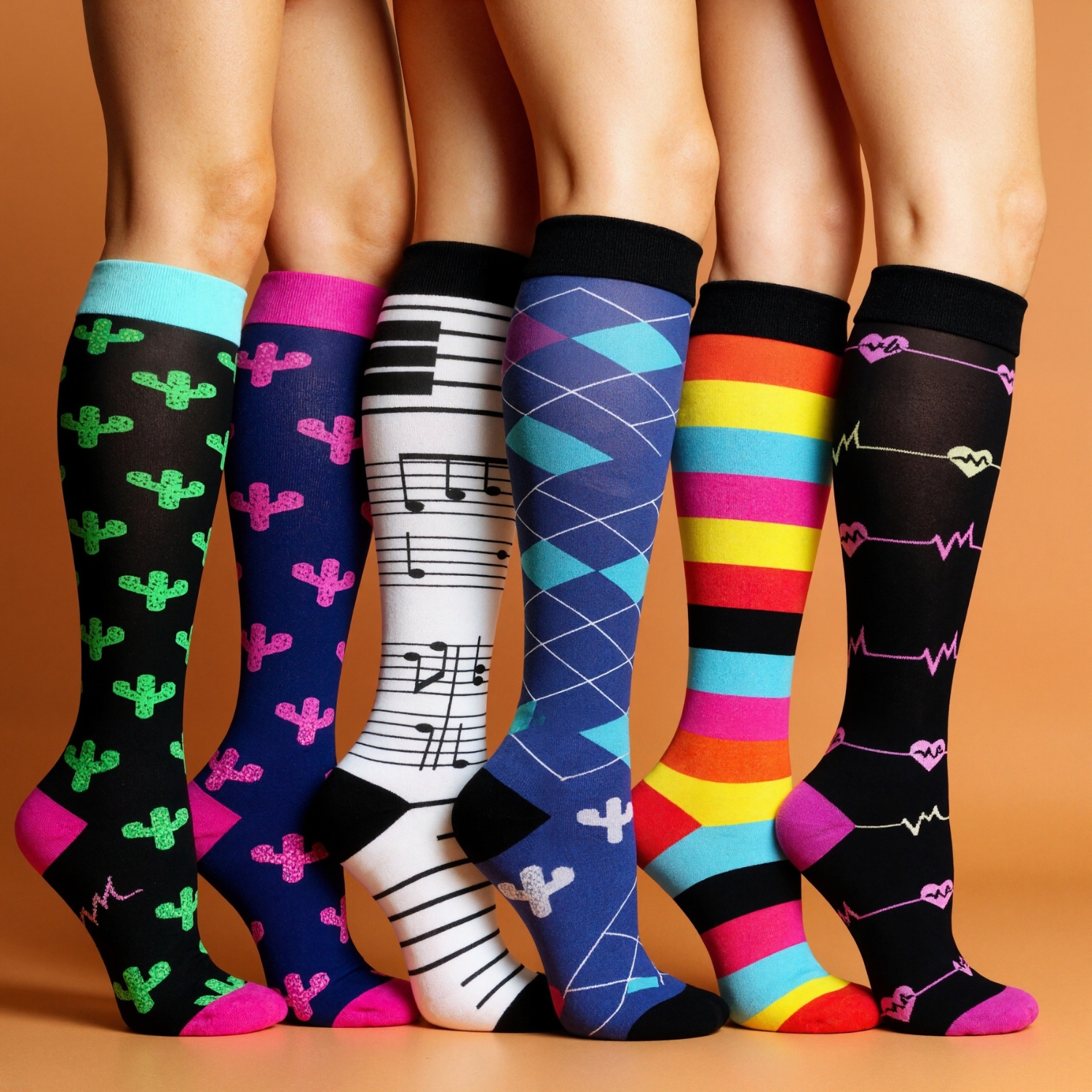 Six Pack Copper Compression Circulation Support Socks