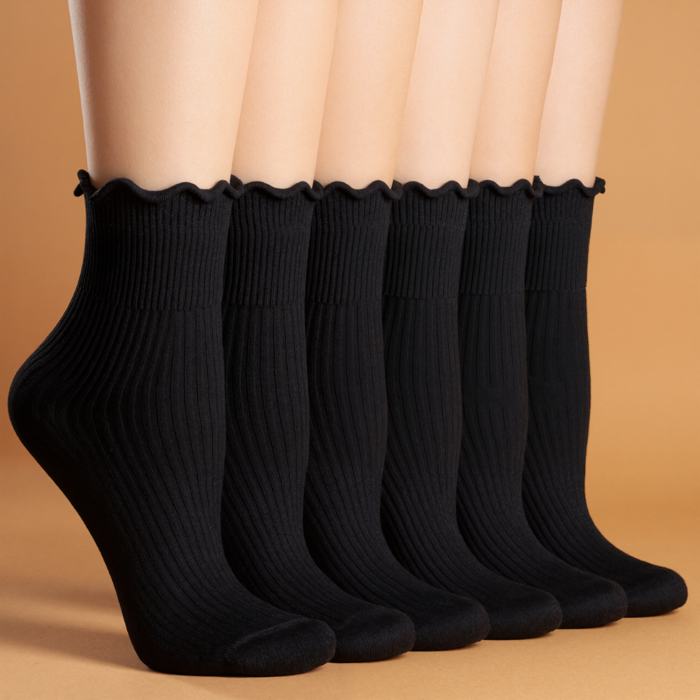 Soft Ruffle Knitted Low-Cut Cotton Socks for Daily Wear