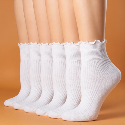 Six Pack Soft Ruffle Everyday Knit Socks