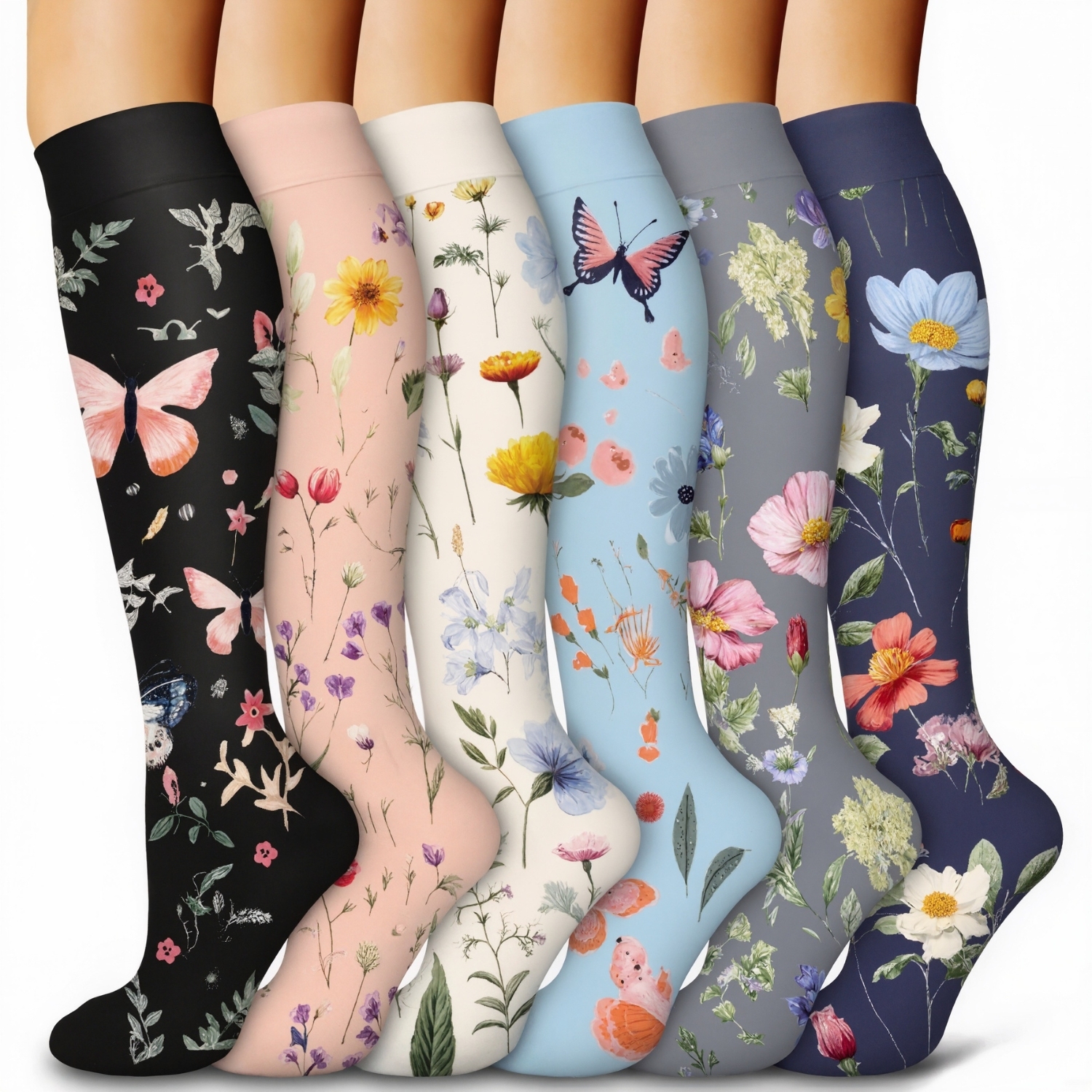 Six Pairs Copper Compression Circulation Support Socks