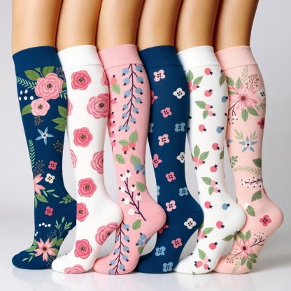 Six Pairs Copper Compression Circulation Support Socks