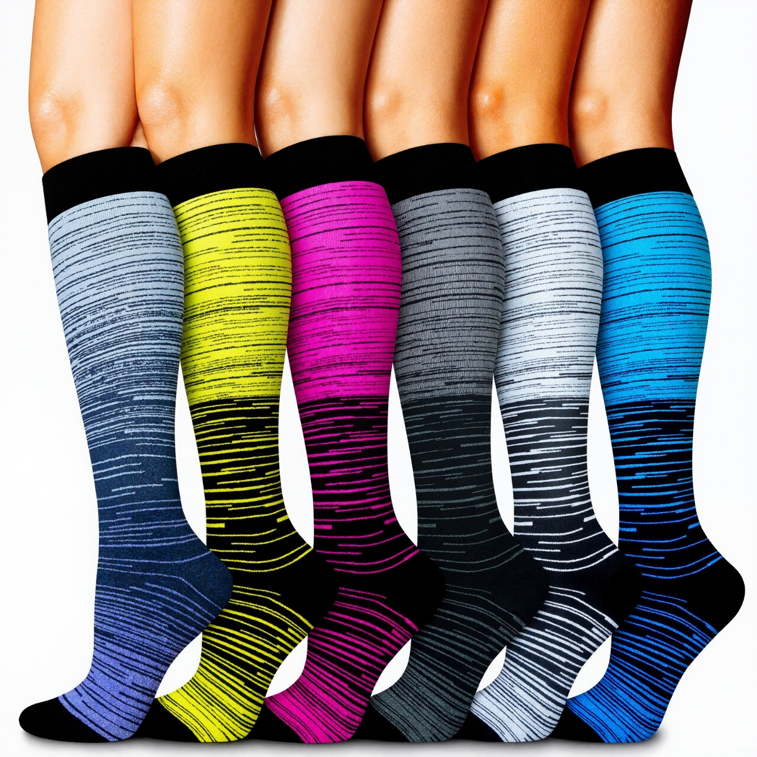 Six Pairs Copper Compression Circulation Support Socks