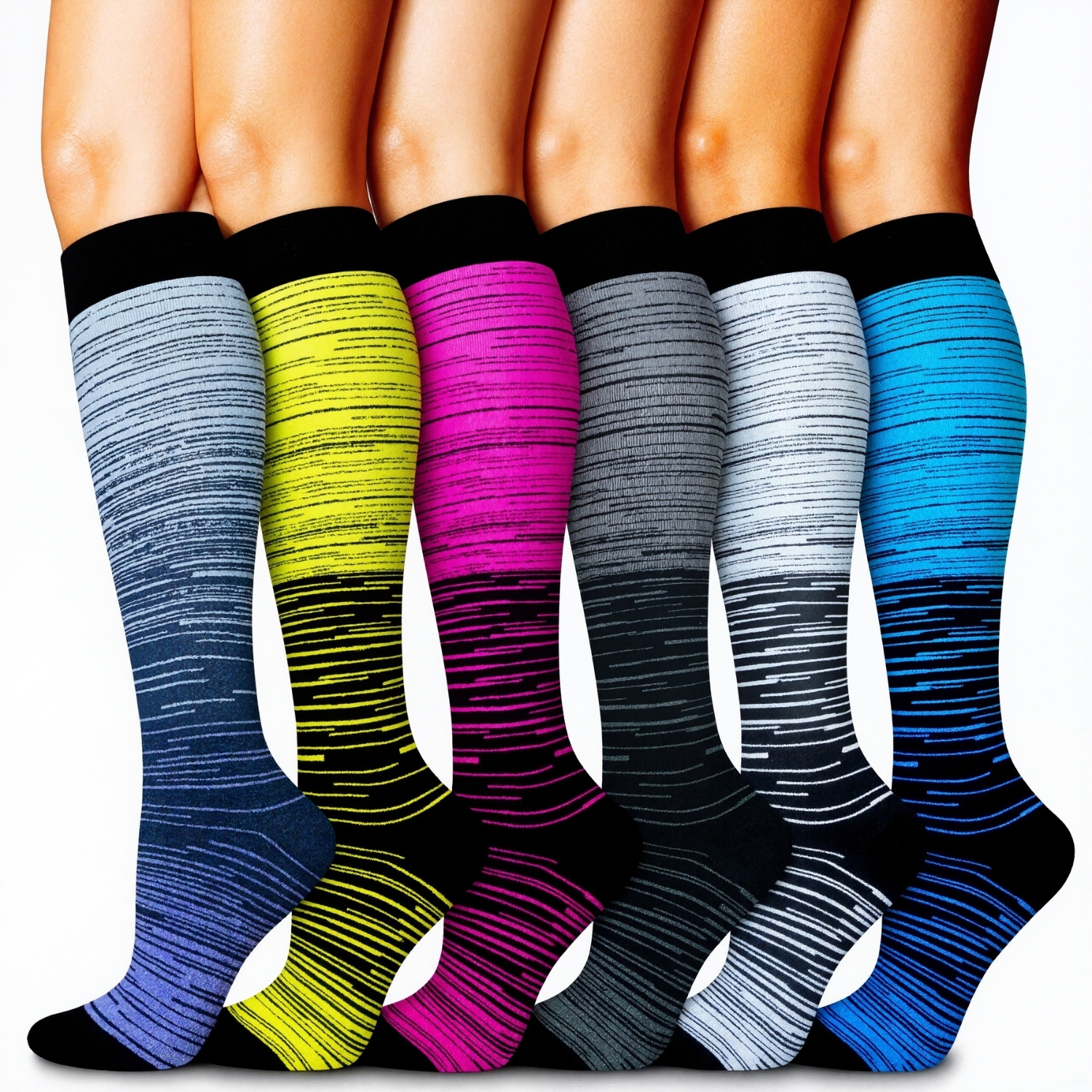 Six Pairs Copper Compression Circulation Support Socks