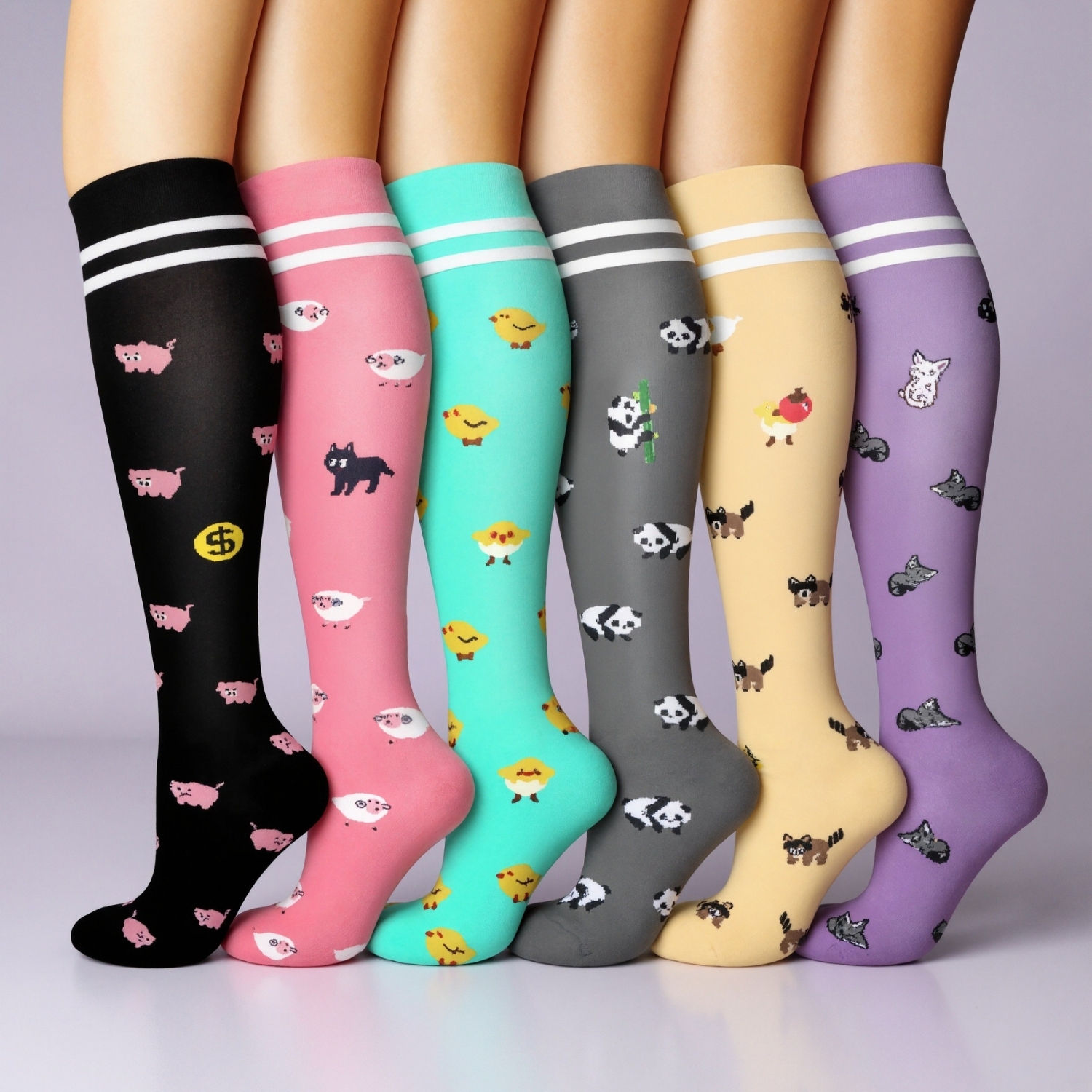 Six Pairs Copper Compression Travel Work Socks