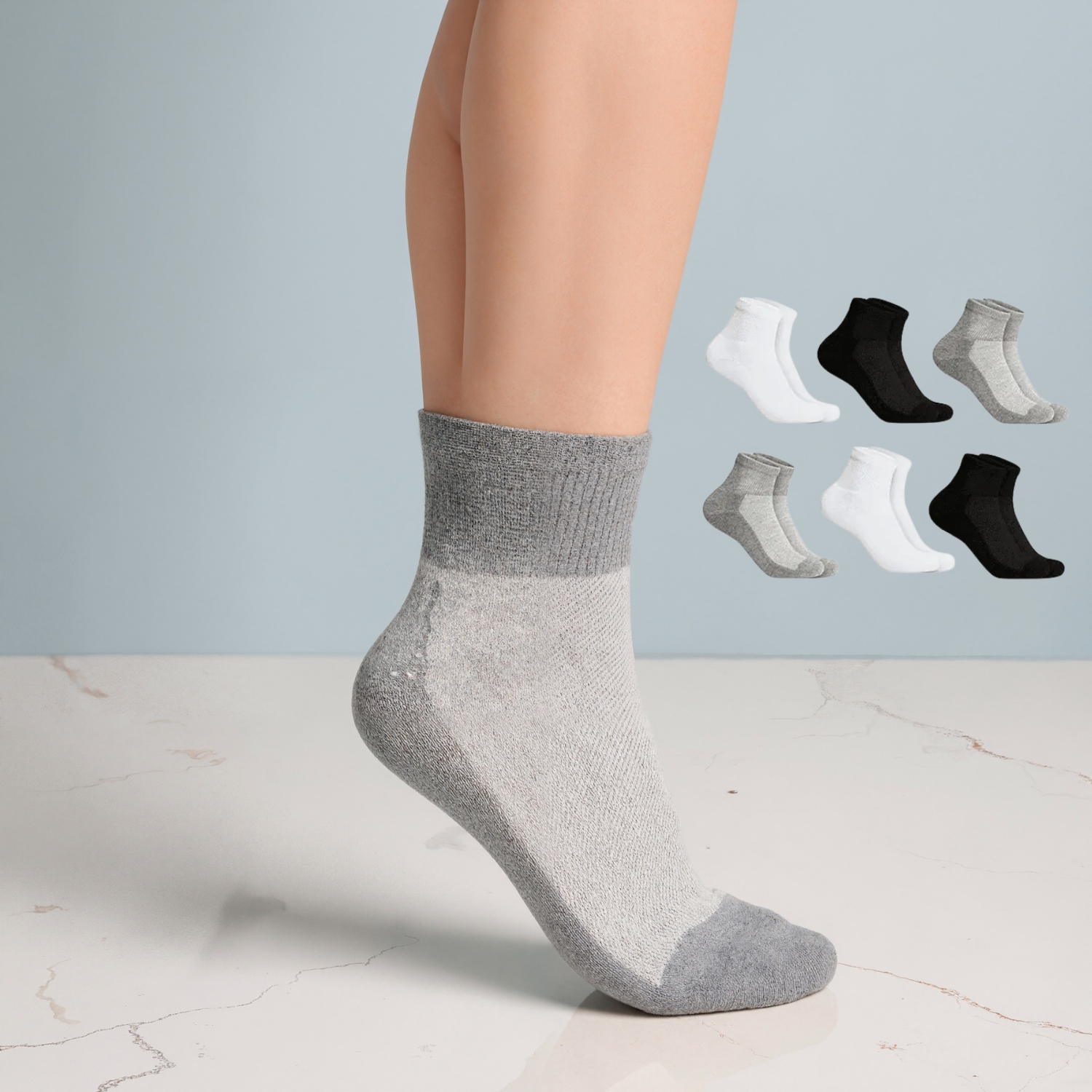 Six Pairs Quarter Neuropathy Supportive Socks