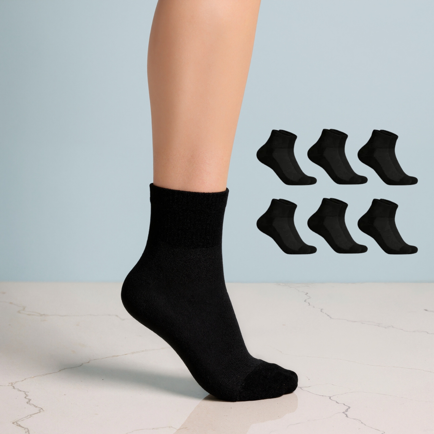 Six Pairs Quarter Neuropathy Supportive Socks