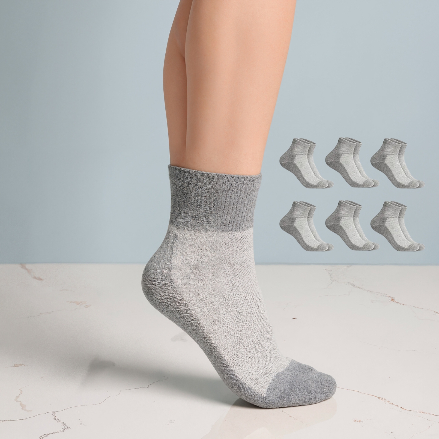 Six Pairs Quarter Neuropathy Supportive Socks