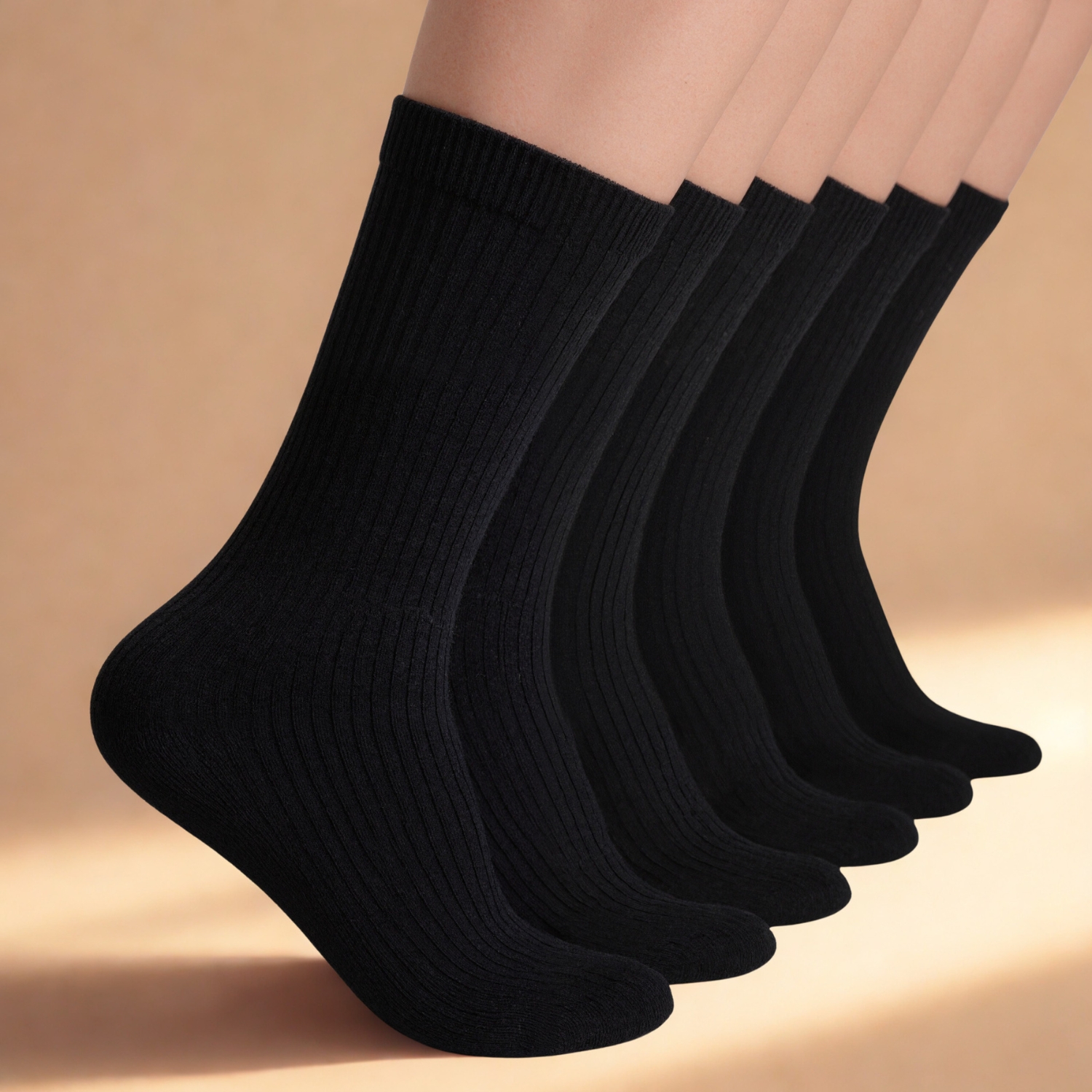 Six Pairs Ribbed Neuropathy Non Binding Socks