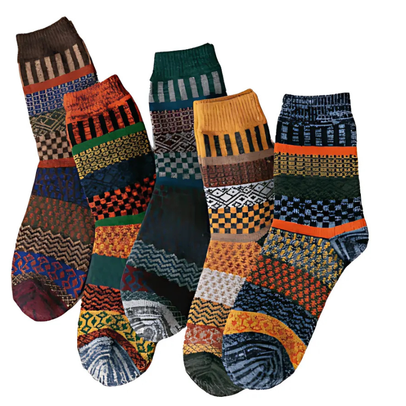 Retro Theme Wool Socks – Stylish Warmth for All Seasons