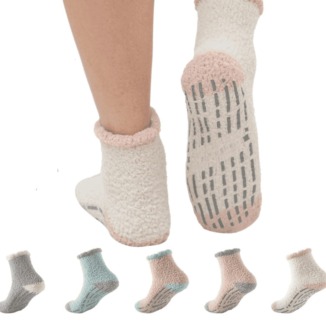 5 Pack Non Slip Fuzzy Diabetic Socks – Warmth and Safety for Indoors